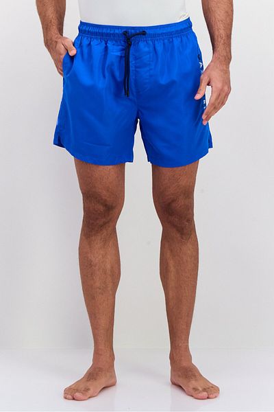 GAZZARRİNİ Men Drawstring Embroidered Logo Swim Shorts, Blue