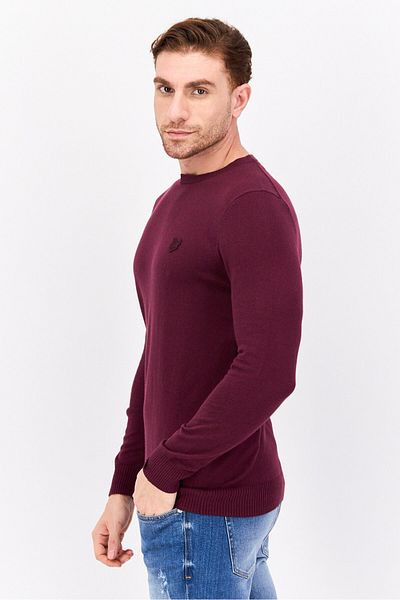 Lyle & Scott Men Crew Neck Embroidered Logo Sweater, Maroon