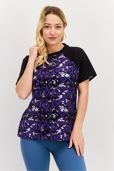Ellesse Women Sportswear Fit Short Sleeves Running T-Shirt, Purple Combo