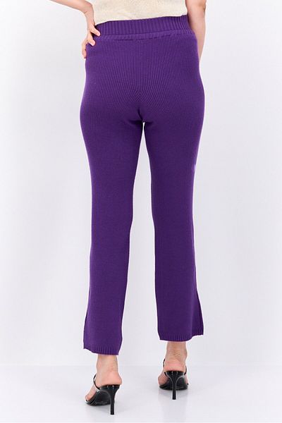 Undiz Women Ribbed Drawstring Straight Leg Pants, Purple