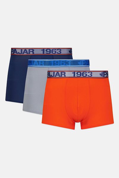 Pajar Men 3 Pieces Brand Logo Boxer Brief, Orange Combo