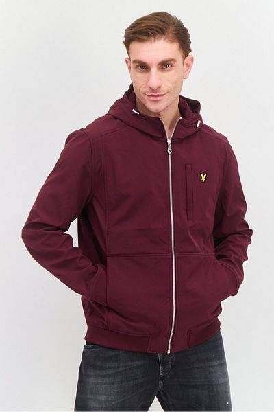 Lyle & Scott Men Embroidered Logo Soft Shell Jacket, Maroon
