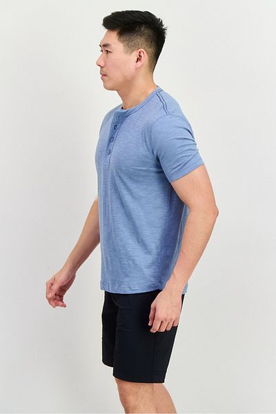 Project Essentials Men Crew Neck Short Sleeves Plain T-Shirt, Sage Blue