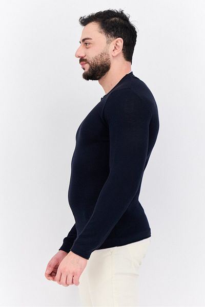 Sorbino Men Crew Neck Long Sleeves Plain Sweatshirt, Navy Combo