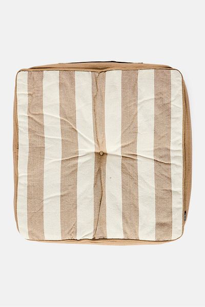 Muy Mucho Stripe Print Floor Cushion With Handle 40 H X 40 L X 8 W Cm, Tan
