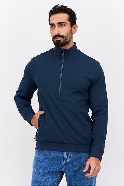 Lyle & Scott Men Mock Neck Long Sleeves Brand Logo Sweatshirt, Navy