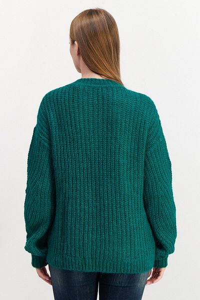 Esprit Women Round Neck Textured Sweater, Green