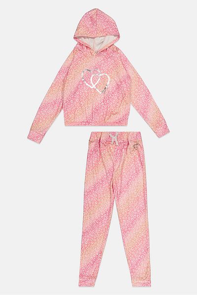 Body Glove Kids Girl 2 Pieces Brand Logo Sweatshirt And Pant Set, Pink