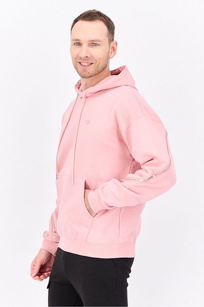 adidas Men Sportswear Fit Long Sleeve Outdoor Hoodies, Rose Pink