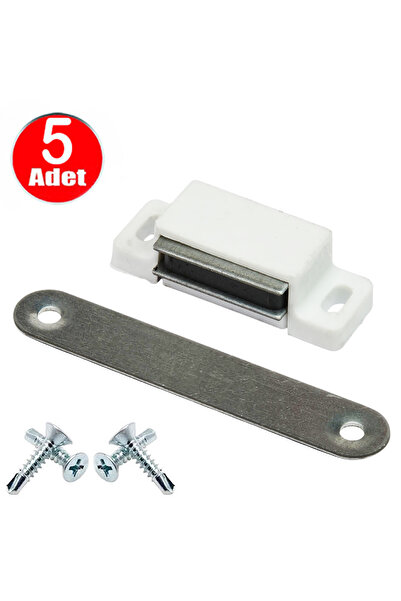 ALETÇANTAM Mıknatıslı Çıt Çıt Kapı Pencere Sineklik Menteşe Mobilya Çıtçıtı Beyaz Plastik Kilit -5 Adet