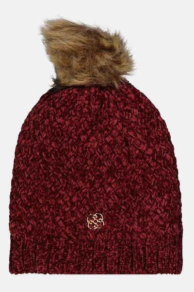 Daisy Fuentes Women Knitted Pompom Beanie, Maroon