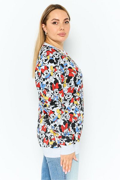 Disney Women Crew Neck Micky Mouse Sweatshirt, Grey