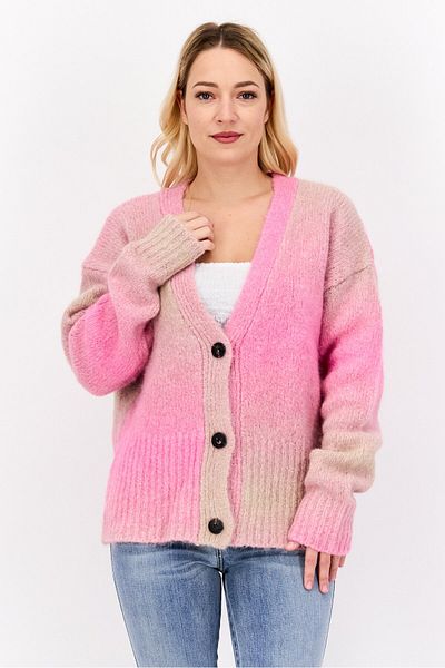 Hugo Boss Women V Neck Ombre Pattern Sweaters, Pink