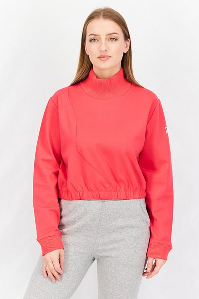 Fila Women Sportswear Fit Long Sleeve Brand Logo Sweatshirt, Hibiscus