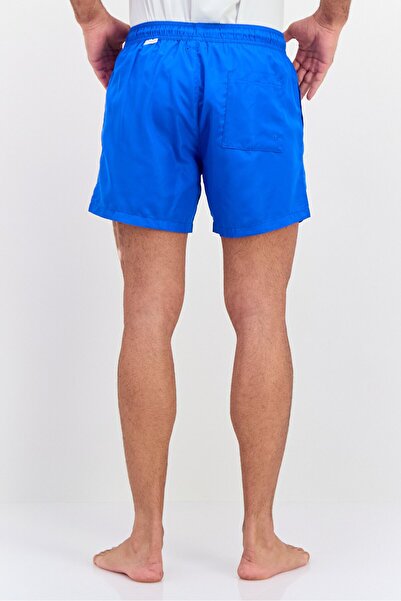 GAZZARRİNİ Men Drawstring Embroidered Logo Swim Short, Blue