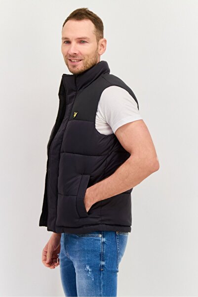 Lyle & Scott Men Brand Logo Quilted Vest Jacket,Navy Black