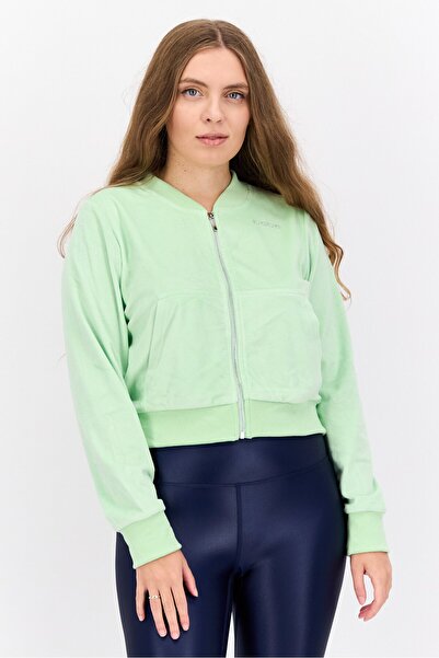 Bebe Women Band Collar Long Sleeve Graphic Print Sweatshirts, Pistachio Green