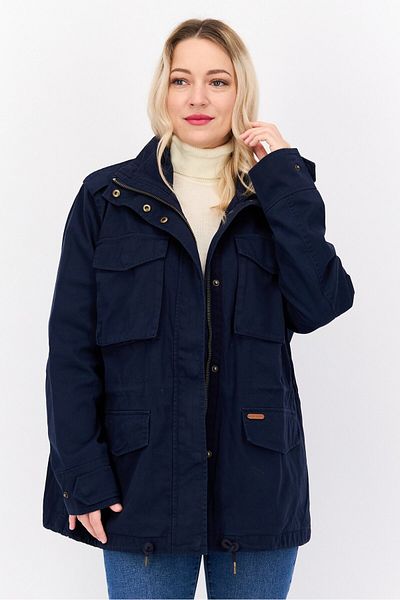 Pepe Jeans Women Mock Neck Embroidered Jackets, Navy Combo