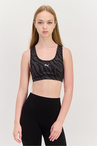 Puma Women Padded Zebra Print Sports Bra, Black