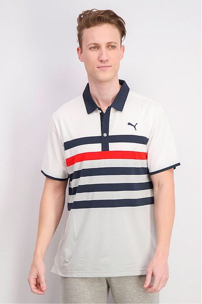 Puma Men Sportswear Fit Short Sleeve Polo Shirt, White Combo