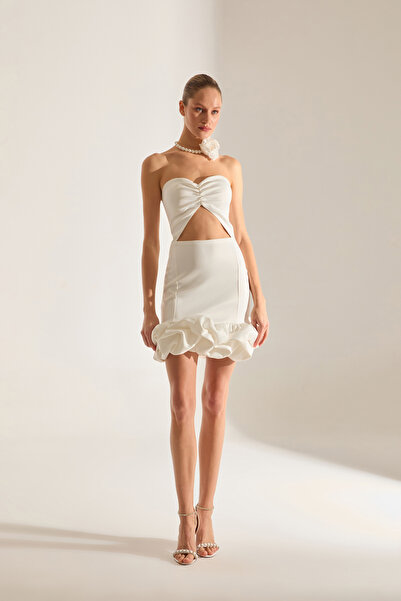 BETTY & SAM Farah Cut Out Straplez KIRMIZI Mini Gece Elbisesi