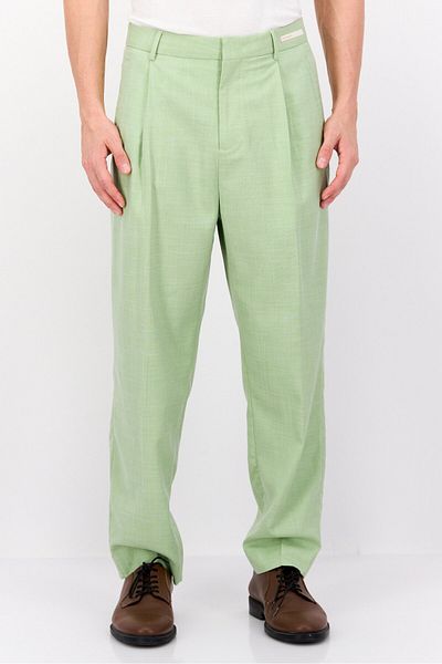Scotch & Soda Men Loose Fit Solid Dress Pants, Light Green