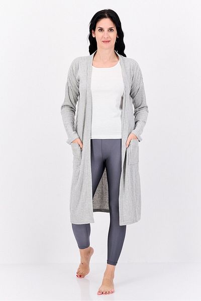 Brave Soul Women Textured Loungewear Cardigan, Grey