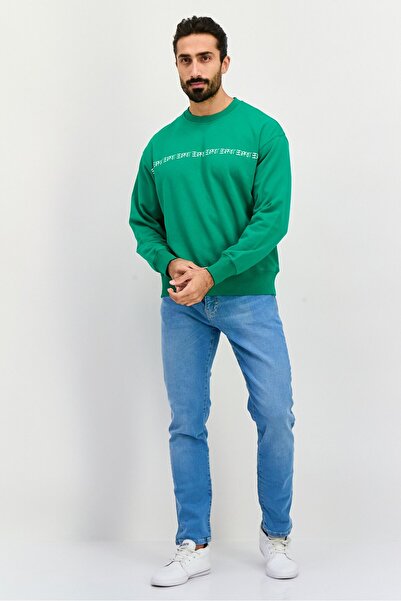 Esprit Men Crew Neck Brand Logo Long Sleeve Sweatshirt, Green