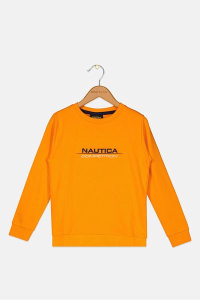 NAUTICA COMPETITION Kids Boy Crew Neck Brand Logo Sweatshirt, Orange