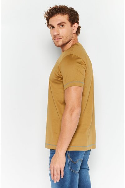 Esprit Men Crew Neck Short Sleeves Plain T-Shirt, Olive