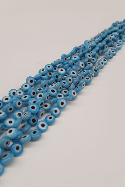 Hayalperest boncuk Turquoise Flat Glass Evil Eye