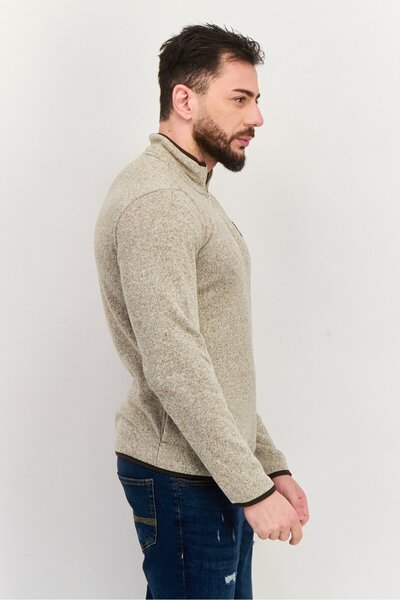 Hurley Men Textured Half Zip Sweater, Heather Grey Combo