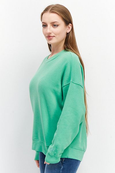 Esprit Women Ribbed Neck Solid Sweatshirt, Green