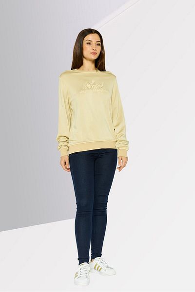 Diesel Women Crew Neck Embroidered Sweatshirt, Beige