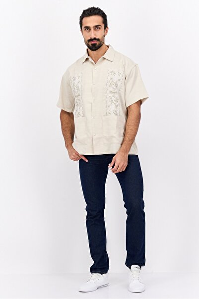 WRANGLER Men Regular Fit Embroidered Short Sleeves Casual Shirt, Grey