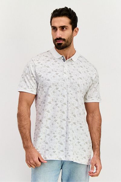 Brave Soul Men Regular Fit Floral Pattern Short Sleeves Polo, White