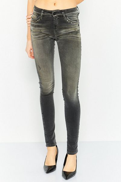 Diesel Women Super Skinny Fit Washed Stretchable Denim Jeans, Grey