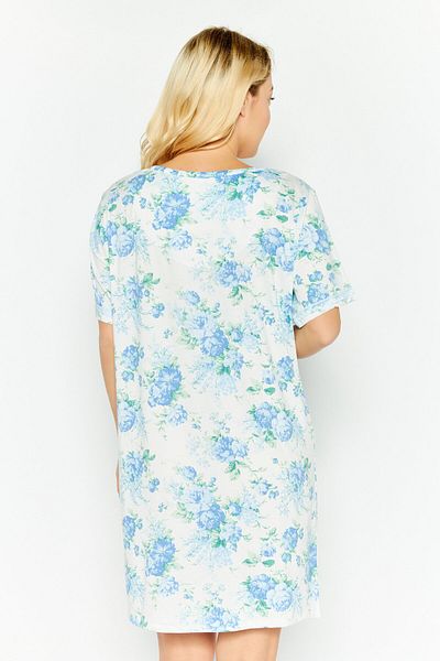 Flora By Flora Nikrooz Women Floral Print Sleepwear Dress, White