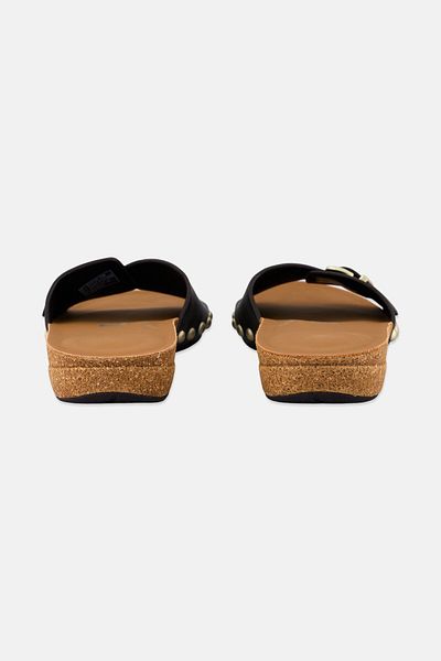 Fitflop شبشب جلدي بإبزيم للنساء، أسود