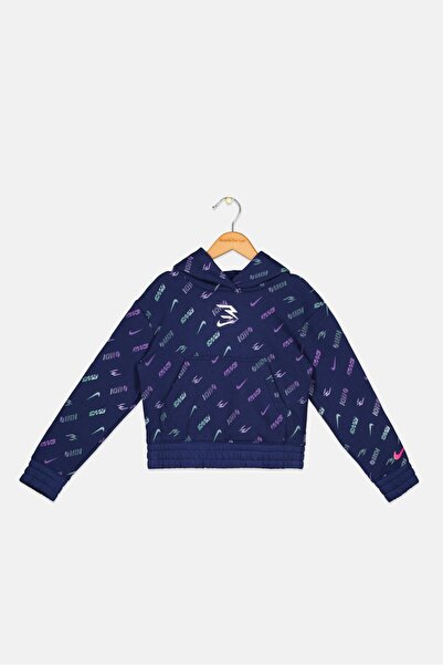 Nike 3Brand by Russell Wilson سويت شيرت بغطاء للرأس وأكمام طويلة للفتيات الصغ...