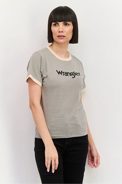 WRANGLER Women Crew Neck Short Sleeves Graphic T-shirt, Grey