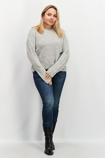 Esprit Women Crew Neck Knitted Sweaters, Grey