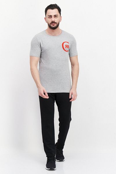Cerruti 1881 Men Crew Neck Short Sleeves Crochet T-shirt, Grey
