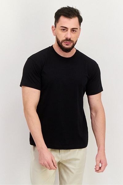Esprit Men Crew Neck Short Sleeve Brand Logo T-shirt, Black