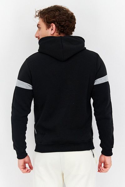 Modern Culture Men Hood With Drawstring Long Sleeve Sweatshirts, Black