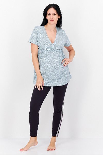 Dagi Women Allover Print Short Sleeves Pajamas, Blue