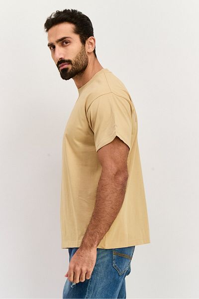 Esprit Men Crew Neck Short Sleeves Plain T-shirt, Tan