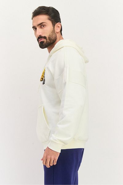 adidas Men Sportswear Fit Long Sleeve Outdoor Hooded Sweatshirt, Off White
