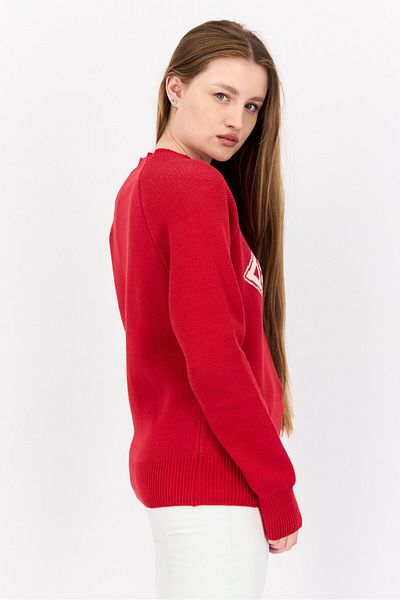 Esprit Women Crew Neck Textured Sweater, Red