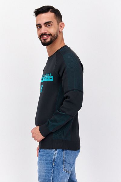 freesoul Men Crew Neck Brand Logo Long Sleeves Sweatshirt, Charcoal